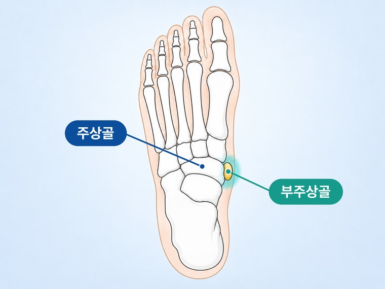 주상골과 부주상골의 위치 (발 안쪽)